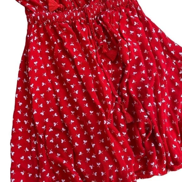 Faithfull The Brand Genevieve Floral Mini Dress Red 2 Smocked - Picture 4 of 5